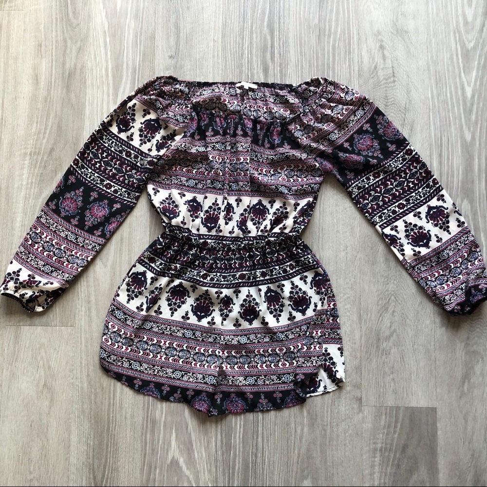 Charlotte Russe Paisley Floral Romper Maroon